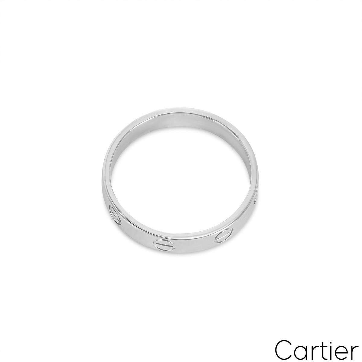 Cartier White Gold Plain Love Wedding Band Size 54 B4085100